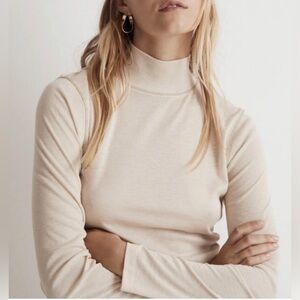 Madewell slightly sheer cream mock neck, XS